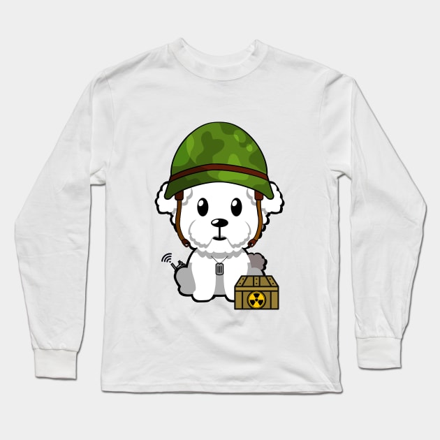 Funny Furry dog is a soldier Long Sleeve T-Shirt by Pet Station